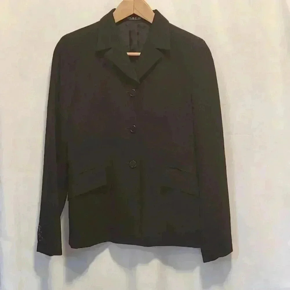 Comme Ca Du Mode‎ Women's Blazer Size M Black Three Button Pockets 00-80GA08